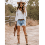 Blouse femme blanche à dentelle florale style western bohème (1)