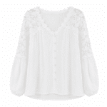 Blouse femme blanche à dentelle florale style western bohème (2)