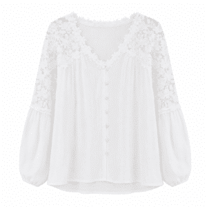 Blouse femme blanche à dentelle florale style western bohème