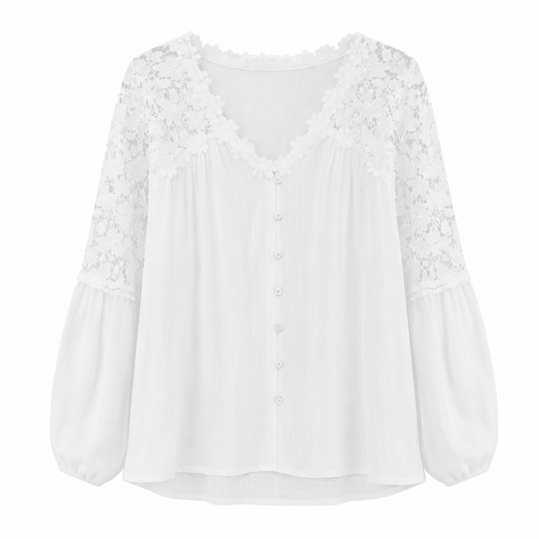 Blouse femme blanche à dentelle florale style western bohème (2)