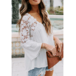Blouse femme blanche à dentelle florale style western bohème (6)