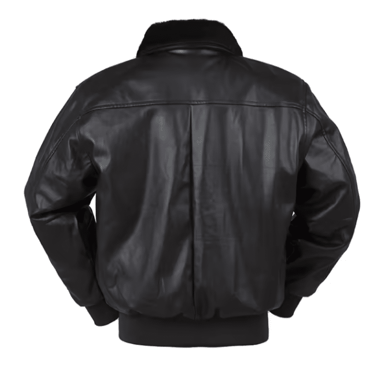 Blouson aviateur vintage américain en simili cuir à col effet fourrure (2)