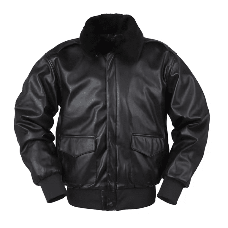 Blouson aviateur vintage américain en simili cuir à col effet fourrure (3)
