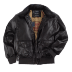 Blouson aviateur vintage américain en simili cuir à col effet fourrure (4)