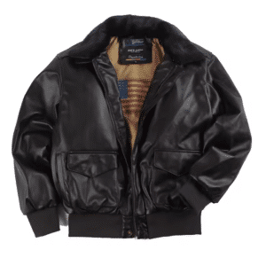 Blouson aviateur vintage américain simili cuir col effet fourrure