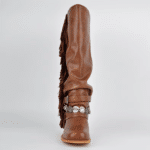Botte western femme à franges cuir vegan camel style cowgirl vintage (4)
