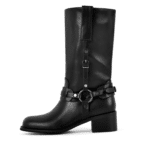 Botte western noire femme à sangles métalliques (3)