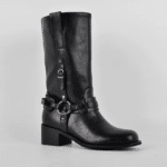Botte western noire femme à sangles métalliques (5)