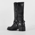Botte western noire femme à sangles métalliques (7)