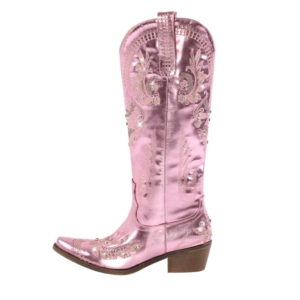 Bottes Cowboy Festival Rose Métallisé Strass & Broderies