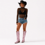 Bottes Cowboy Festival Rose Métallisé Strass & Broderies (6)
