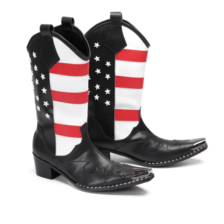 Bottes Cowboy USA en Cuir Véritable Drapeau Américain (3)