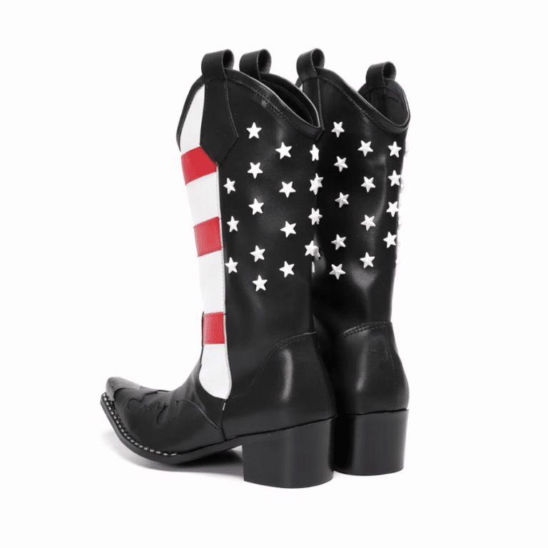 Bottes Cowboy USA en Cuir Véritable Drapeau Américain (5)