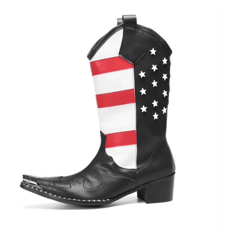 Bottes Cowboy USA en Cuir Véritable Drapeau Américain (6)