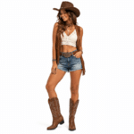 Bottes Cowboy femme marron brodées style western