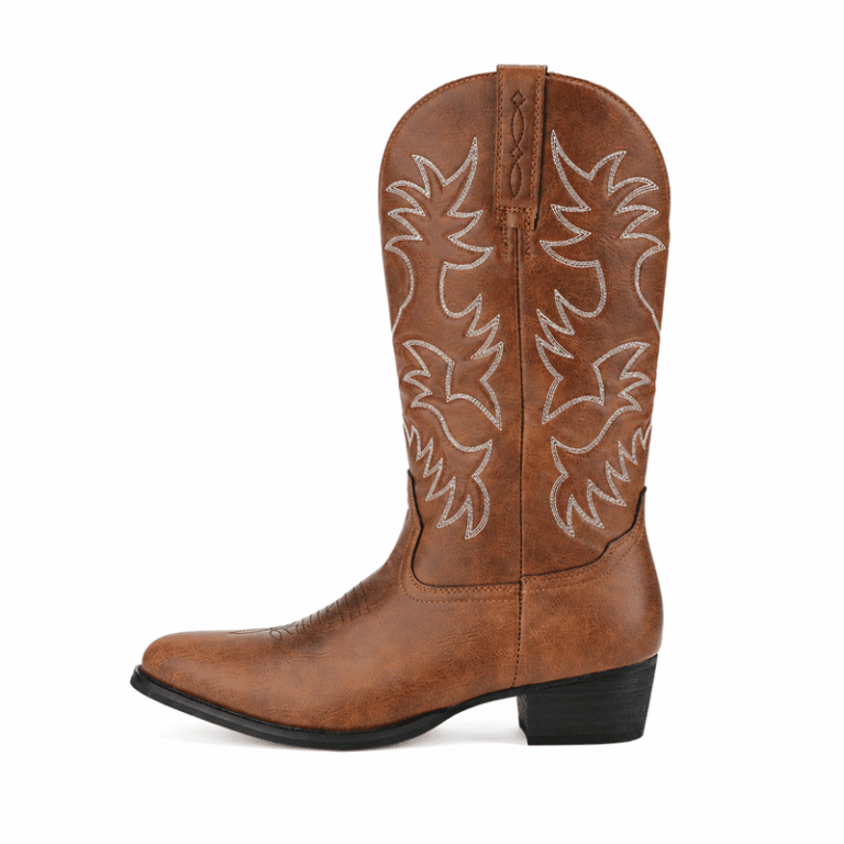 Bottes Cowboy femme marron brodées style western (2)