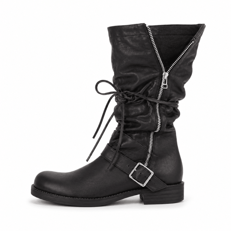 Bottes Cowboy homme cuir souple noir vintage fermeture zippée (1)