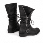 Bottes Cowboy homme cuir souple noir vintage fermeture zippée (4)