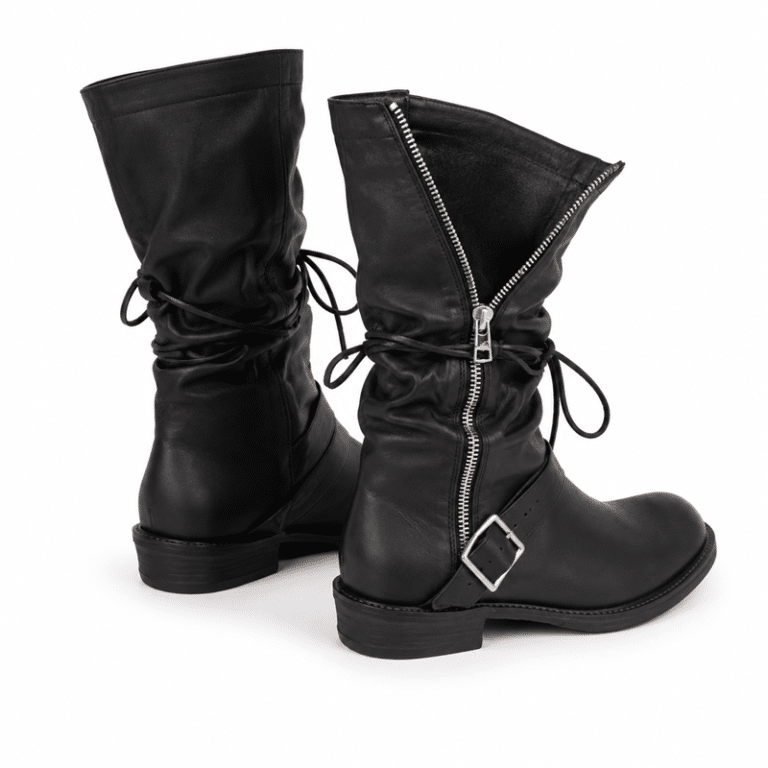 Bottes Cowboy homme cuir souple noir vintage fermeture zippée (4)