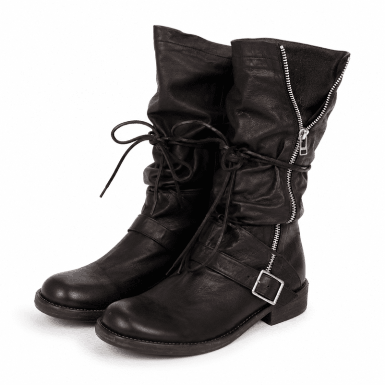 Bottes Cowboy homme cuir souple noir vintage fermeture zippée (5)
