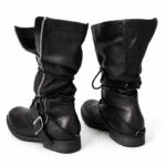Bottes Cowboy homme cuir souple noir vintage fermeture zippée (6)