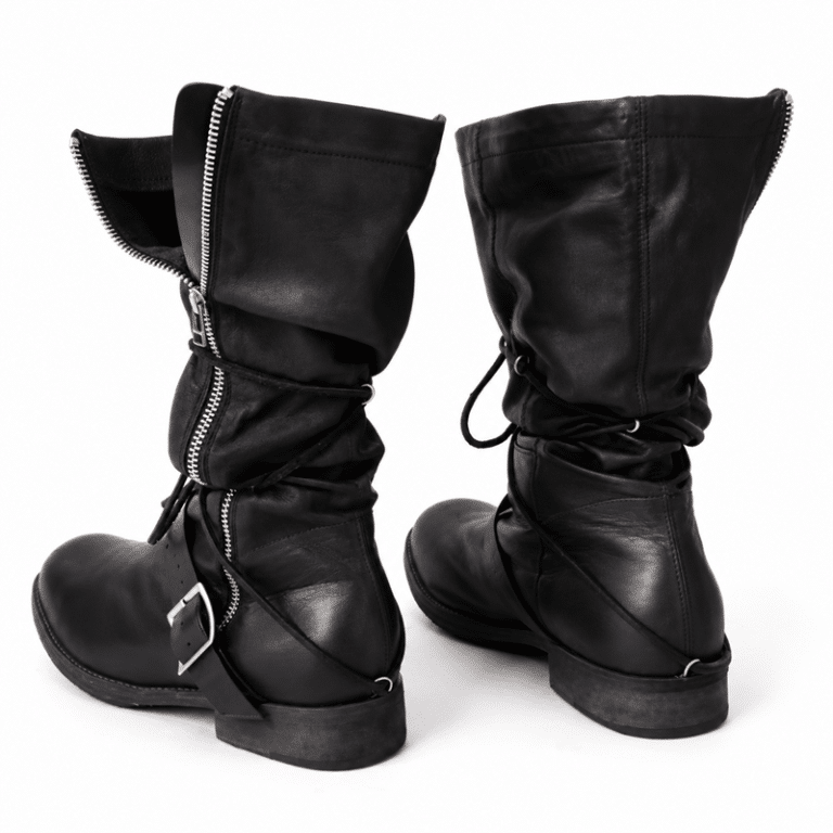 Bottes Cowboy homme cuir souple noir vintage fermeture zippée (6)