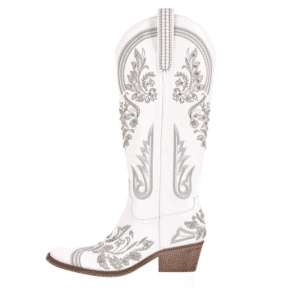 Bottes country blanches brodées style bohème