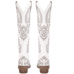 Bottes country blanches brodées style bohème (3)