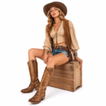 Bottes cowboy femme marron style cuir vintage iconique (2)