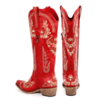 Bottes cowboy femme rouges brodées style country (2)