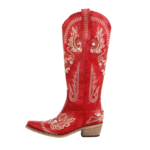 Bottes cowboy femme rouges brodées style country (3)