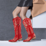 Bottes cowboy femme rouges brodées style country (7)
