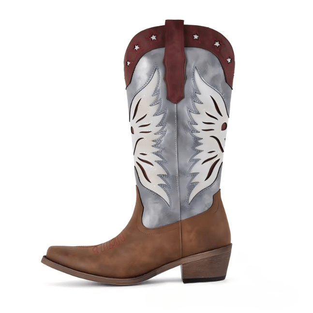 Bottes cowboy femme tricolore américain vintage (2)