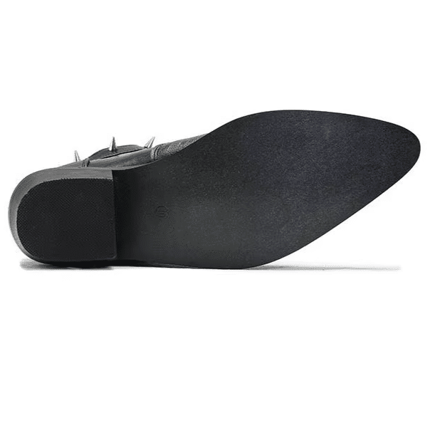 Bottes cowboy homme cuir noir clous et sangles rock (3)