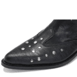 Bottes cowboy homme cuir noir clous et sangles rock (4)