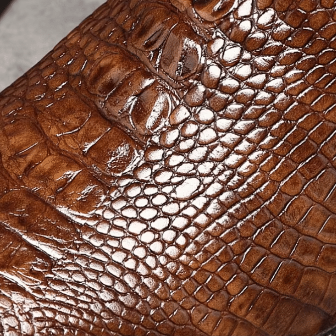 Bottes cowboy homme marron effet crocodile et broderies western (2)