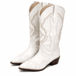 Bottes femme western blanches coutures brodées (2)