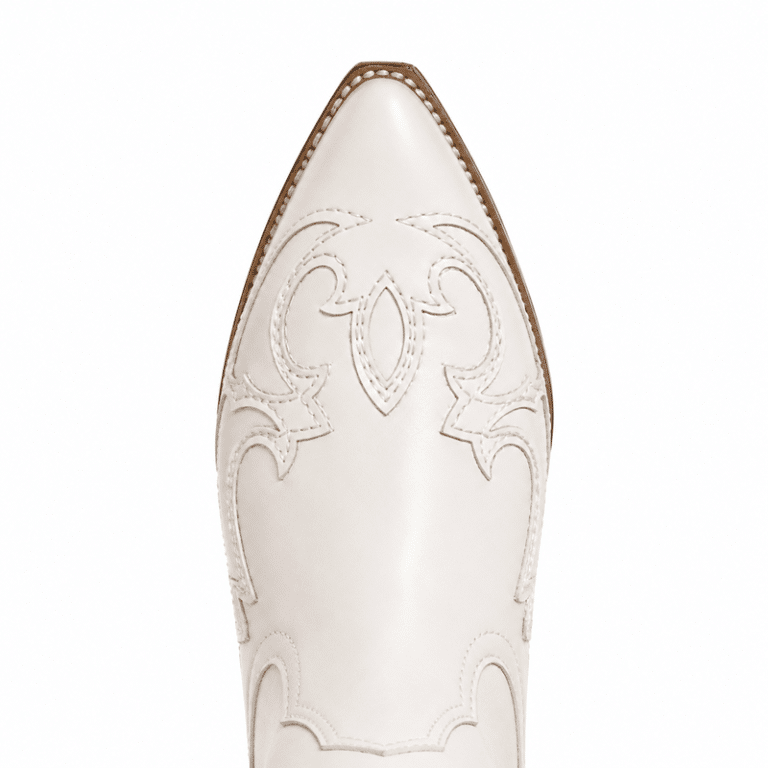 Bottes femme western blanches coutures brodées (3)