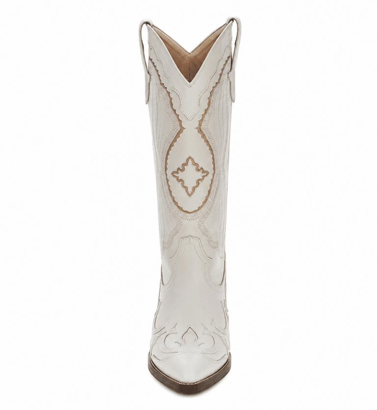 Bottes femme western blanches coutures brodées (4)