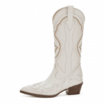 Bottes femme western blanches coutures brodées (5)