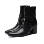 Bottines country homme cuir véritable avec anneau métallique (4)