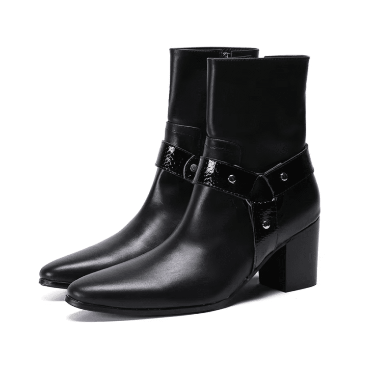 Bottines country homme cuir véritable avec anneau métallique (4)
