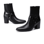 Bottines country homme cuir véritable avec anneau métallique (5)