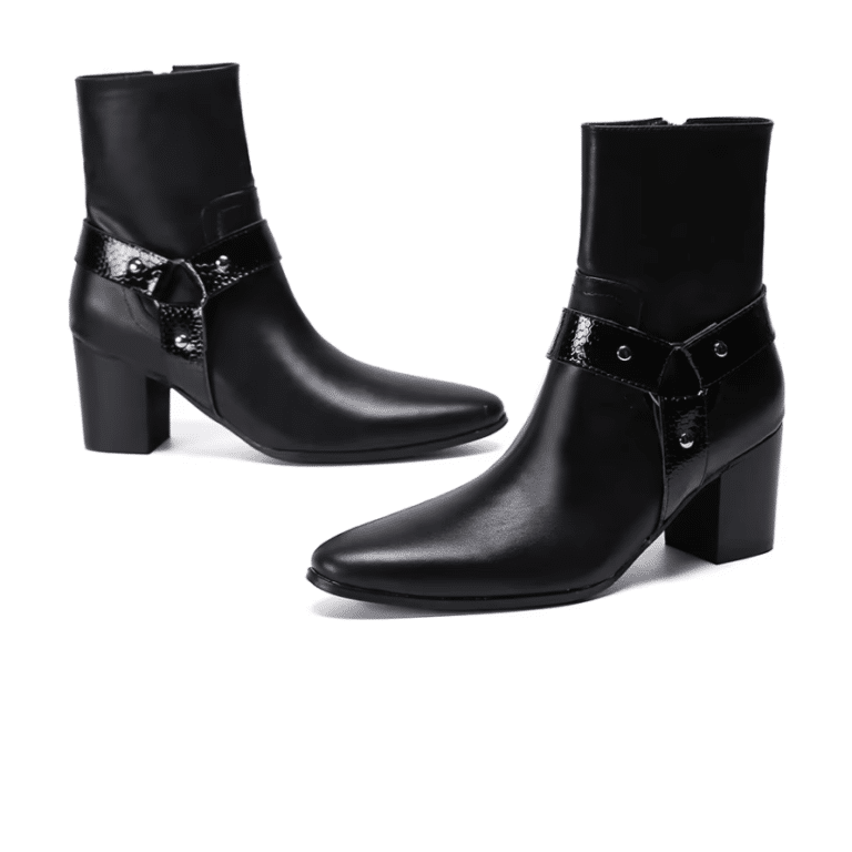 Bottines country homme cuir véritable avec anneau métallique (5)