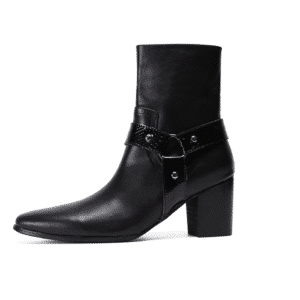 Bottines country homme cuir véritable avec anneau métallique