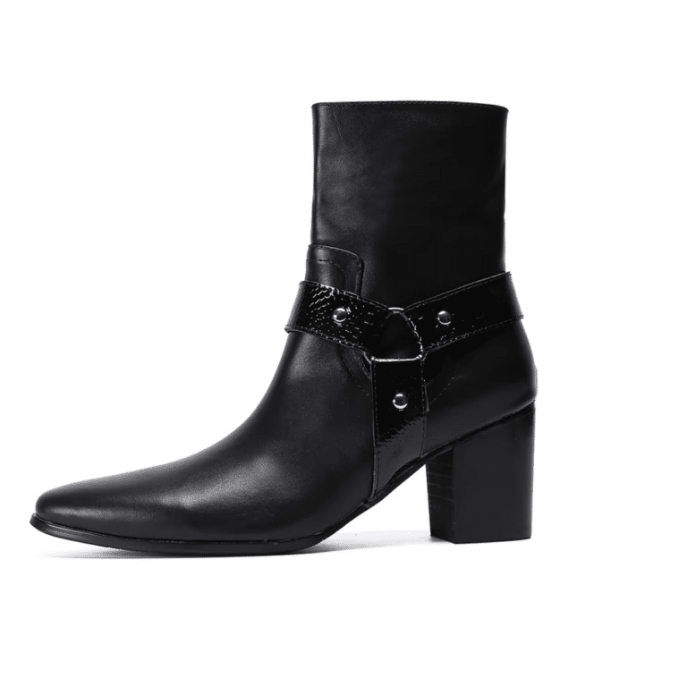 Bottines country homme cuir véritable avec anneau métallique (8)