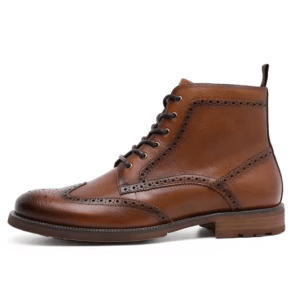 Bottines cowboy country en cuir marron patiné