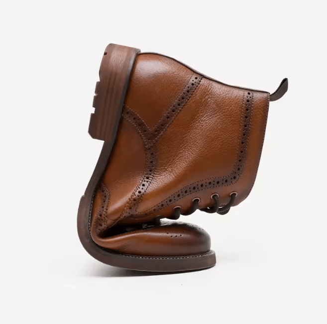 Bottines cowboy country en cuir marron patiné (3)