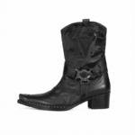 Bottines cowboy homme en cuir véritable noir motif camouflage (1)