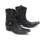 Bottines cowboy homme en cuir véritable noir motif camouflage (5)